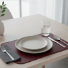 Premium Çift Yüz Kenar Dikişli Deri Amerikan Servis – Mürdüm 33×44 cm Dikdörtgen