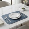 Premium Çift Yüz Kenar Dikişli Deri Amerikan Servis – Lacivert Renk 33×44 cm Dikdörtgen