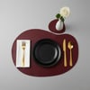 Toptan Bordo Deri Amerikan Servis 30x44 cm – Kendinden Bardak Altlıklı