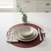 Toptan Bordo Deri Amerikan Servis 33x33 cm – Yuvarlak