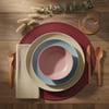 Toptan Bordo Deri Amerikan Servis 33x33 cm – Yuvarlak