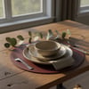 Toptan Bordo Deri Amerikan Servis 33x33 cm – Yuvarlak