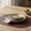 Toptan Bordo Deri Amerikan Servis 33x44 cm – Tam Oval