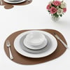 Toptan Kahverengi Deri Amerikan Servis 30x44 cm – Kendinden Bardak Altlıklı