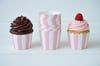  25'li Pastel Pembe Çizgili Cupcake Kek Kapsülü