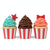 25'li Pastel Kırmızı Çizgili Cupcake Kek Kapsülü