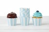 25'li Pastel Mavi Çizgili Cupcake Kek Kapsülü
