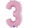 3 Pembe Saten Rakam Folyo Balon