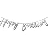 Gümüş İtalik Kaligrafi Happy Birthday Yazısı
