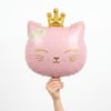 Retro Kedi Pembe Kafa Folyo Balon