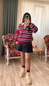 Bordo Çizgili Polo Yaka Kazak