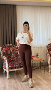 Kahve Şardonlu Tayt 
