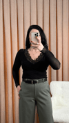 Siyah Dantelli Transparan