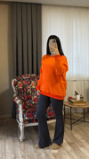 Turuncu Bisiklet Yaka Sweat