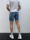 Açık Mavi Yıkamalı Paça Püskül Detay Slim Fit Jean Şort