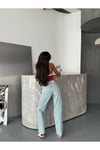 Açık Mavi Yüksek Bel Düz Kesim Jean