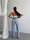 Açık Mavi Yüksek Bel Düz Paça Jean