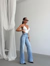 Açık Mavi Yüksek Bel Düz Paça Jean