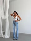 Açık Mavi Yüksek Bel Düz Paça Jean