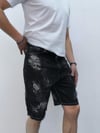 Casual Fit Eskitme Desenli Siyah Kot Şort