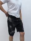 Casual Fit Eskitme Desenli Siyah Kot Şort
