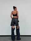 Çift Parçalı Detaylı Wide Leg Jean Pantolon