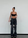 Çift Parçalı Detaylı Wide Leg Jean Pantolon