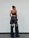Çift Parçalı Detaylı Wide Leg Jean Pantolon