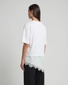 Dantel Detaylı Asimetrik Kesim Kadın Beyaz T-Shirt