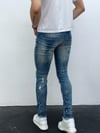Erkek Açık Mavi Yıpratma Detay Slim Fit Likralı Skinny Jean Pantolon