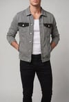 Erkek Bloklu Cep Detaylı Slim Fit Jean Ceket Gömlek
