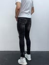 Erkek Füme Yazı Baskılı Yırtık Detay Slim Fit Skinny Jean Pantolon