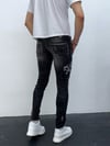 Erkek Füme Yazı Baskılı Yırtık Detay Slim Fit Skinny Jean Pantolon