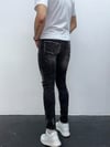 Erkek Füme Yazı Baskılı Yırtık Detay Slim Fit Skinny Jean Pantolon