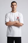 Erkek Haki Boks Temalı Grafik Baskılı Salaş T-shirt