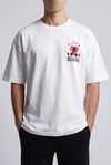 Erkek Haki Boks Temalı Grafik Baskılı Salaş T-shirt