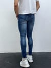 Erkek Mavi Baskı Detaylı Slim Fit Likralı Skinny Jean Pantolon