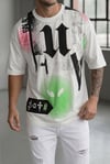 Erkek Oversize Grafik Baskılı Bisiklet Yaka Streetwear Tişört