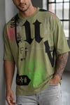 Erkek Oversize Grafik Baskılı Bisiklet Yaka Streetwear Tişört