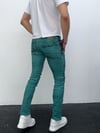 Erkek Yeşil Batik Efektli Slim Fit Likralı Jean Pantolon