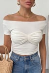Esnek Dokulu Crop Örme bluz
