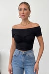 Esnek Dokulu Crop Örme bluz