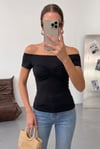 Esnek Dokulu Crop Örme bluz