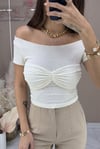 Esnek Dokulu Crop Örme bluz