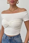 Esnek Dokulu Crop Örme bluz