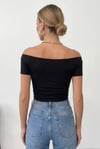 Esnek Dokulu Crop Örme bluz
