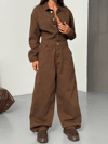 Geniş Paça Kahverengi Tulum (Wide-Leg Jumpsuit)