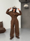 Geniş Paça Kahverengi Tulum (Wide-Leg Jumpsuit)