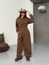 Geniş Paça Kahverengi Tulum (Wide-Leg Jumpsuit)