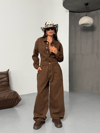 Geniş Paça Kahverengi Tulum (Wide-Leg Jumpsuit)